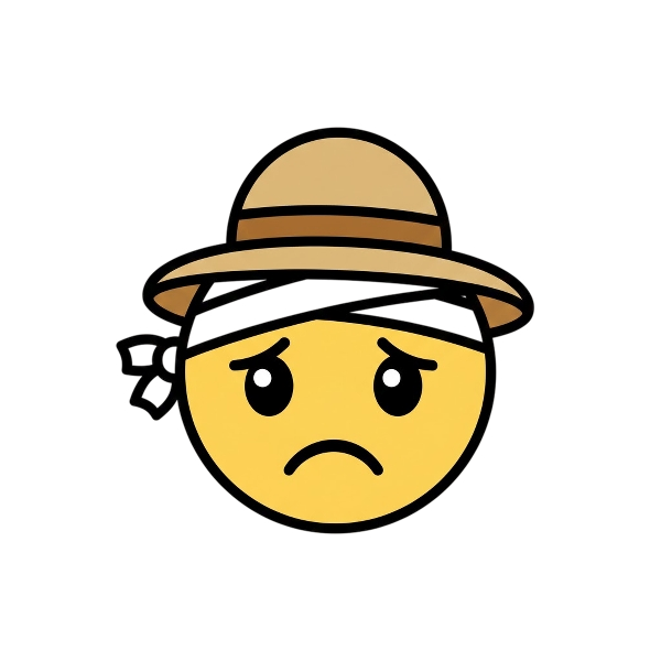 Face with head-bandage and Woman’s hat