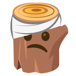 face with head-bandage and wood