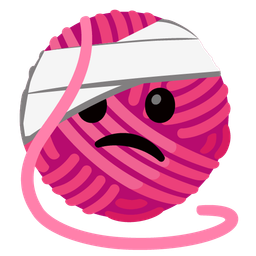 face with head-bandage and yarn