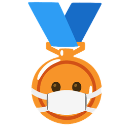 face with medical mask and 3rd place medal