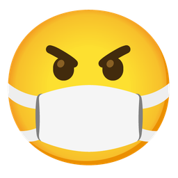 face with medical mask and angry face