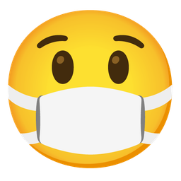 face with medical mask and astonished face