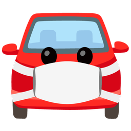 face with medical mask and automobile