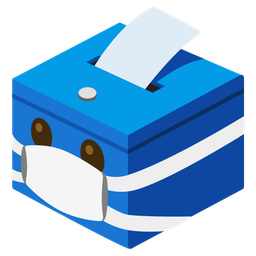 face with medical mask and ballot box with ballot