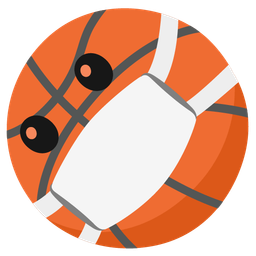 face with medical mask and basketball