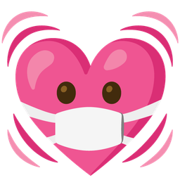 face with medical mask and beating heart