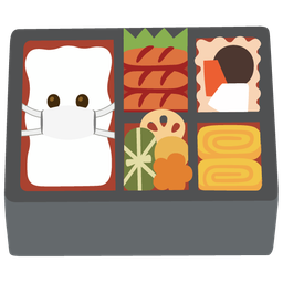 face with medical mask and bento box