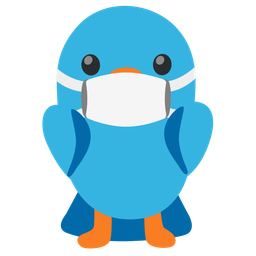 face with medical mask and bird