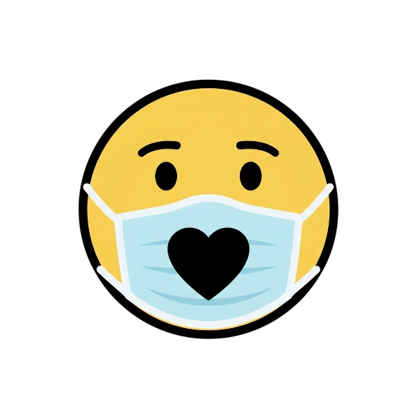 Face with medical mask and Black heart