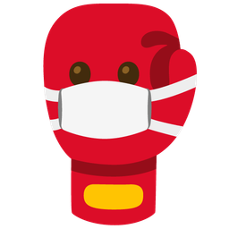 face with medical mask and boxing glove