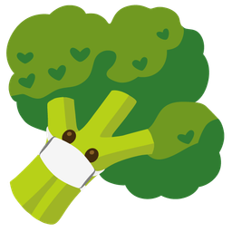 face with medical mask and broccoli