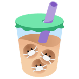 face with medical mask and bubble tea