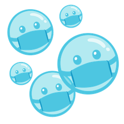 face with medical mask and bubbles