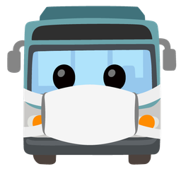 face with medical mask and bus