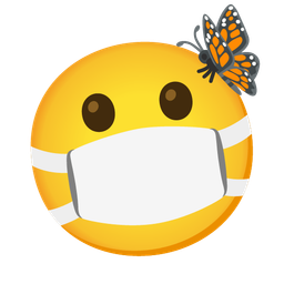 face with medical mask and butterfly