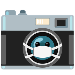 face with medical mask and camera