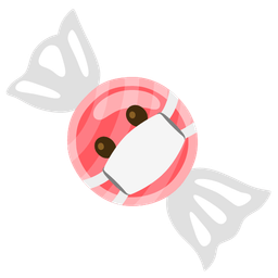 face with medical mask and candy