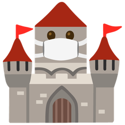 face with medical mask and castle