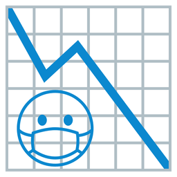 face with medical mask and chart decreasing