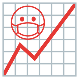 face with medical mask and chart increasing