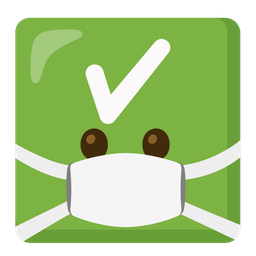 face with medical mask and check mark button
