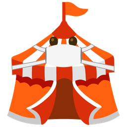 face with medical mask and circus tent