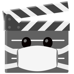 face with medical mask and clapper board