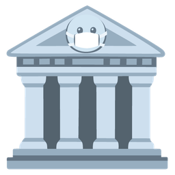 face with medical mask and classical building