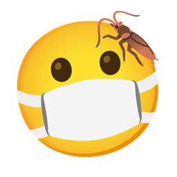 face with medical mask and cockroach