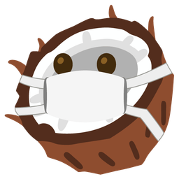 face with medical mask and coconut