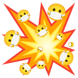 face with medical mask and collision