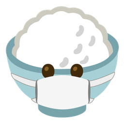 face with medical mask and cooked rice