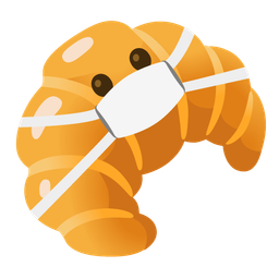 face with medical mask and croissant