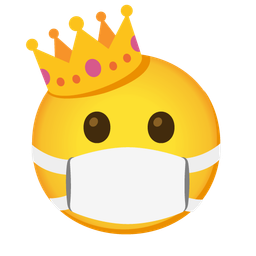 face with medical mask and crown