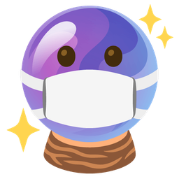 face with medical mask and crystal ball