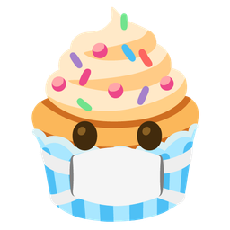face with medical mask and cupcake