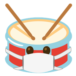 face with medical mask and drum