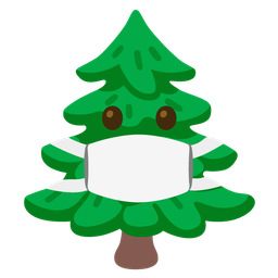 face with medical mask and evergreen tree