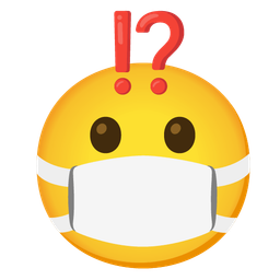 face with medical mask and exclamation question mark
