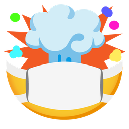 face with medical mask and exploding head