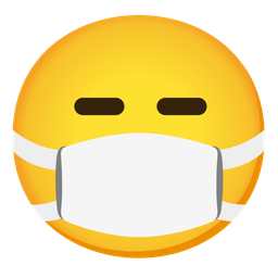 face with medical mask and expressionless face