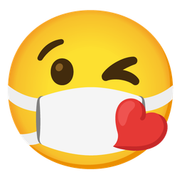 Face with medical mask and Face blowing a kiss