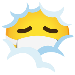 face with medical mask and face in clouds