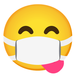 Face with medical mask and Face savoring food