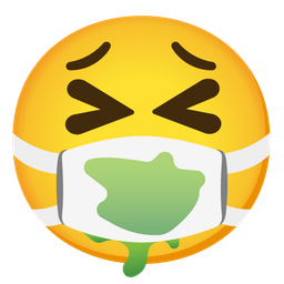 face with medical mask and face vomiting