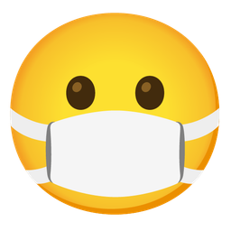 face with medical mask and face with diagonal mouth