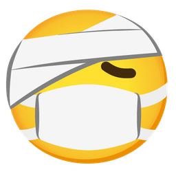 face with medical mask and face with head-bandage