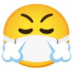 face with medical mask and face with steam from nose