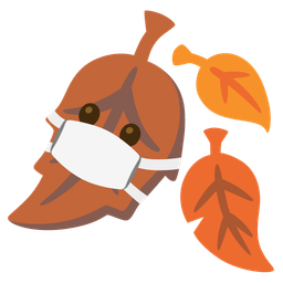 face with medical mask and fallen leaf