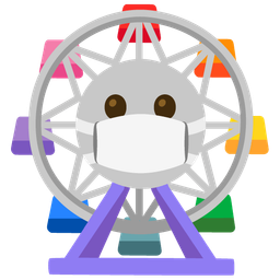 face with medical mask and ferris wheel